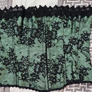 Green and Black Lace Corset